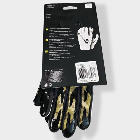 New Nike Vapor Jet Football Gloves 6.0 Mens Salute To Service Camo size Medium - Picture 8 of 11